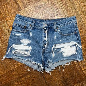 Levi's Ripped Jean Shorts Size 29 - High Waisted